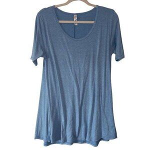 LuLaRoe Blue Heather Short Sleeve Tunic Shirt Womens Size S